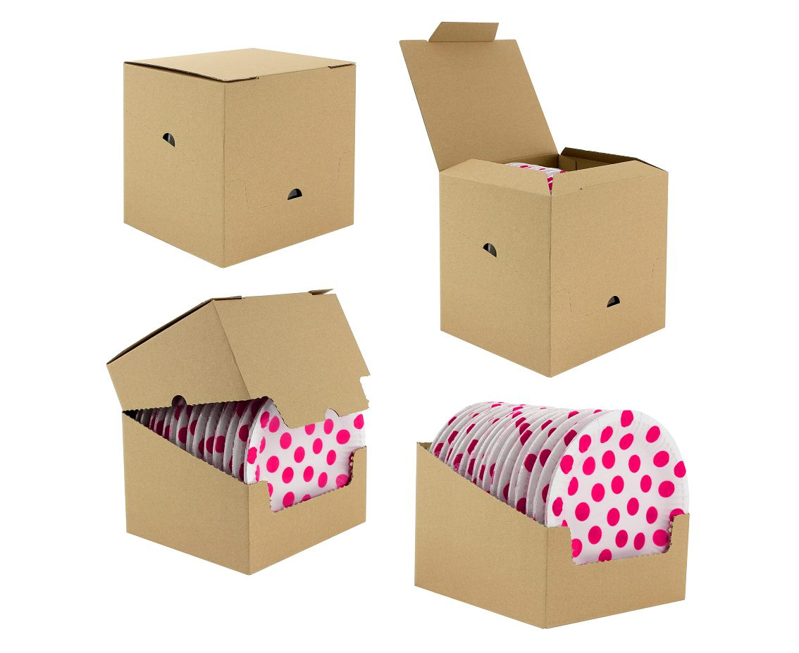 Paper plates Polka Dots, magenta, 18 cm, 6 pcs